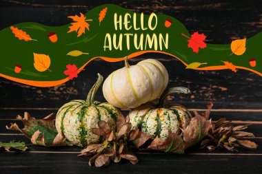 Mesajlı güzel tebrik kartı Hello AUTUMN