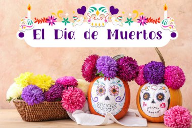 Meksika Ölüler Günü için tebrik kartı (El Dia de Muertos)