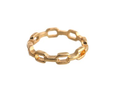 Beyaz arkaplanda örgülü zincir halkası