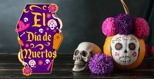 Cartão Saudação Para Dia Dos Mortos México Dia Muertos — Fotografia de Stock