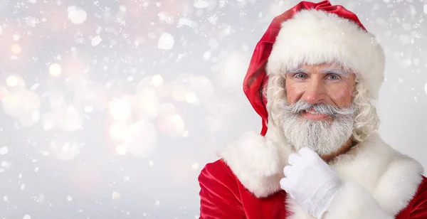Portrét Santa Clause Světlém Pozadí Prostorem Pro Text — Stock fotografie