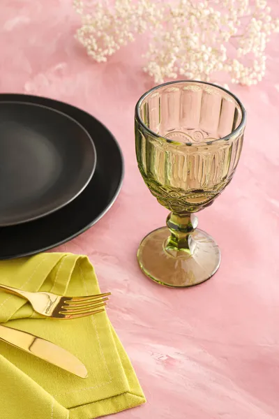 Simple Table Setting Color Background — Stock Photo, Image