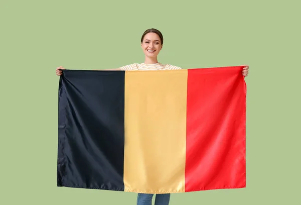 Fiatal Zászló Belgium Színes Háttér — Stock Fotó