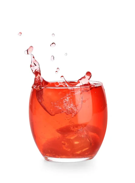 Copo Coquetel Negroni Clássico Com Salpicos Fundo Branco — Fotografia de Stock