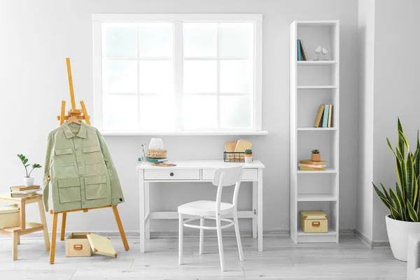 Interior Light Room Modern Workplace Jacket Hanging Easel — Stock Photo, Image