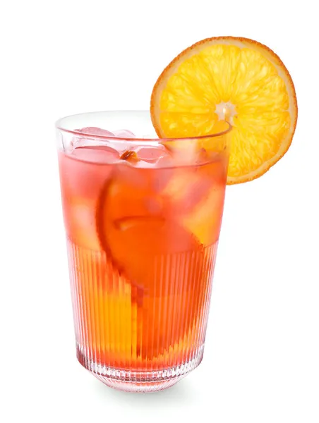 Glas Negroni Cocktail Witte Achtergrond Stockfoto