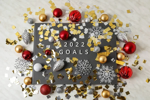 Board Text 2022 Goals Christmas Decor Light Background — Stock Photo, Image