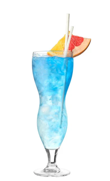 Glass Blue Lagoon Cocktail White Background — Stock Photo, Image