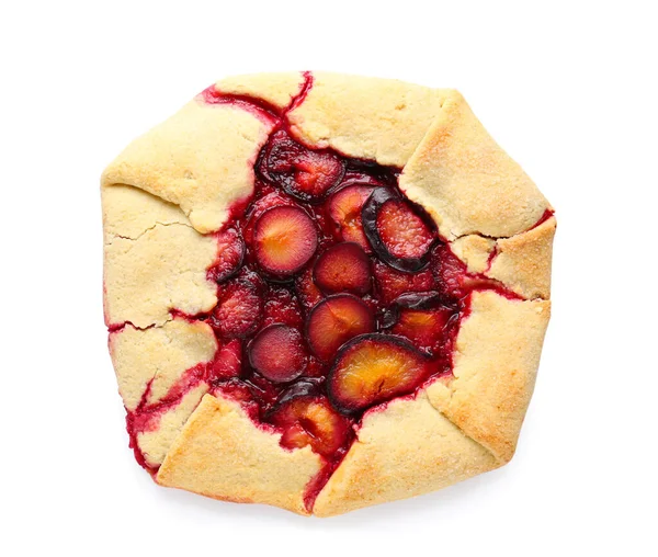 Tasty Plum Galette White Background — Stock Photo, Image