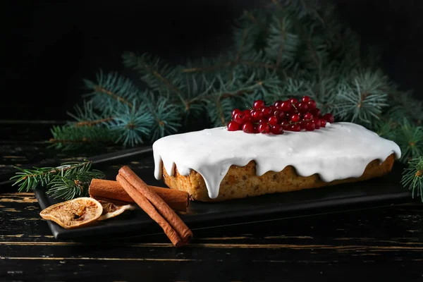 Tray Tasty Christmas Bread Table — Stock Photo, Image