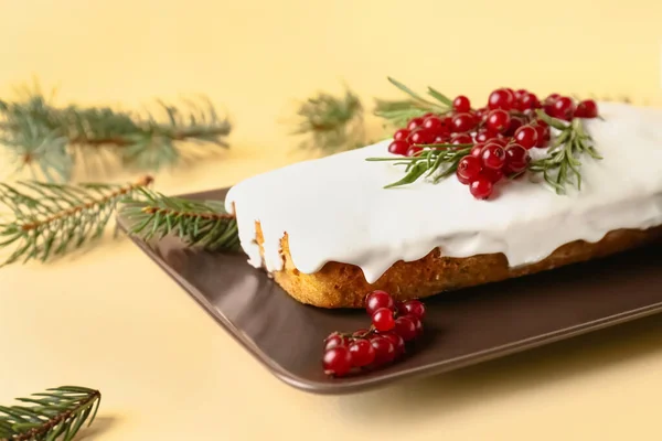 Plate Tasty Christmas Bread Table — Stock Photo, Image