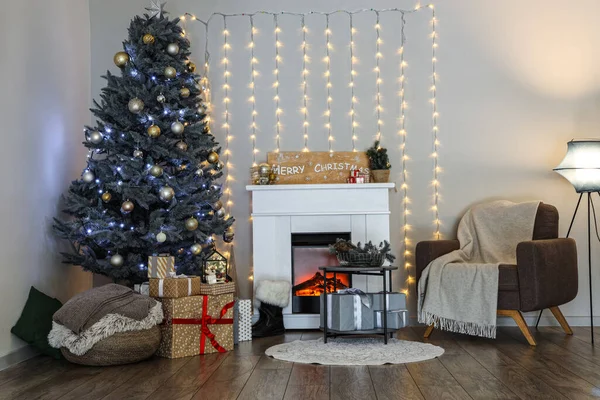 Interior Living Room Christmas Eve — Stock Photo, Image