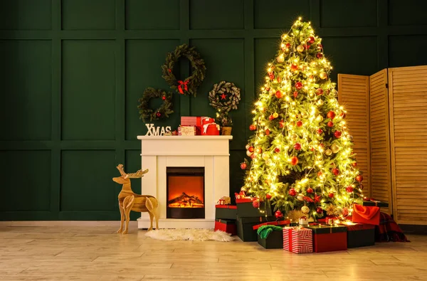 Nappali Belseje Karácsony Este — Stock Fotó