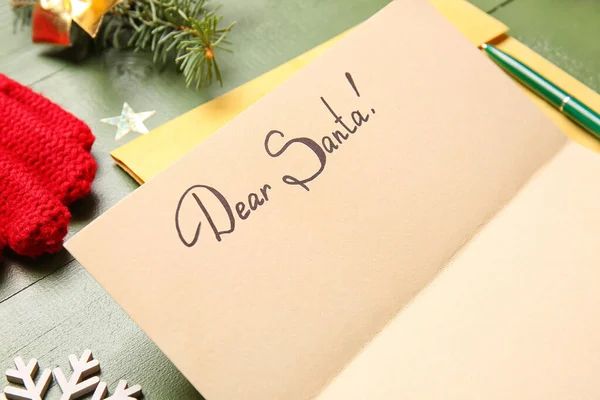 Blank Letter Santa Color Wooden Background — Stock Photo, Image