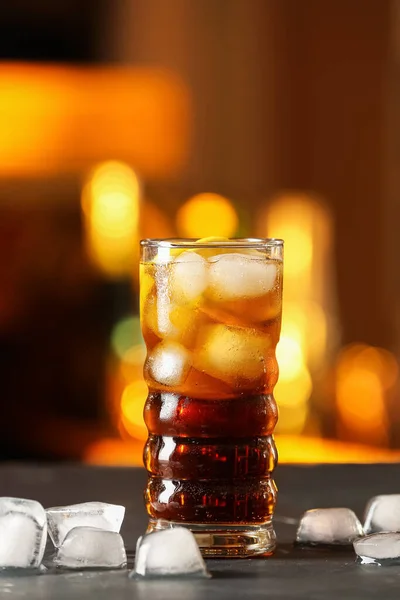 Glass Tasty Cuba Libre Cocktail Table Bar — Stock Photo, Image