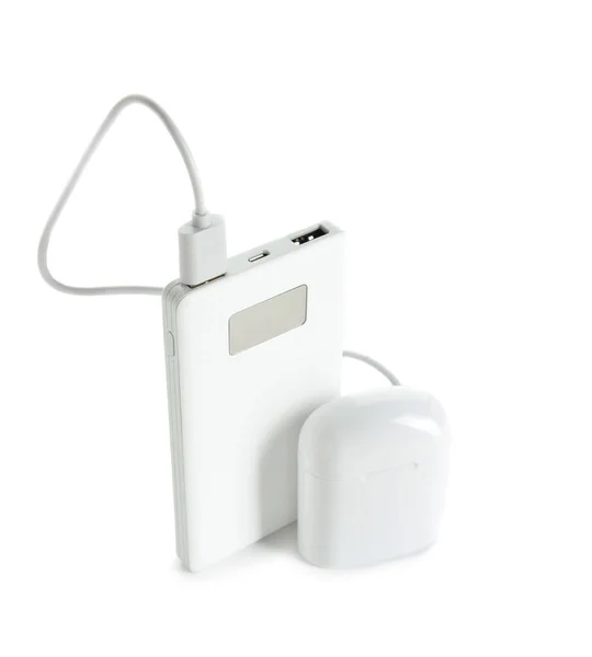 Moderne Powerbank Case Voor Koptelefoon Witte Achtergrond — Stockfoto