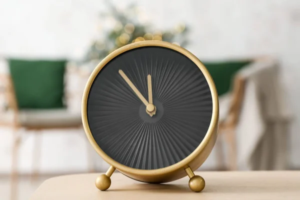 Golden Alarm Clock Table Room — Stock Photo, Image