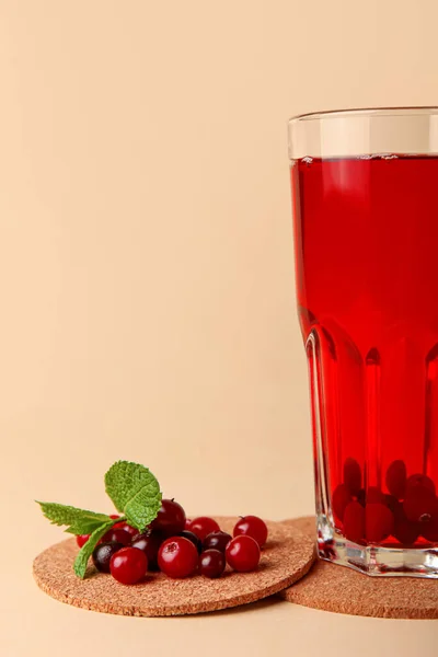 Glass Healthy Cranberry Juice Color Background — Stock Photo, Image