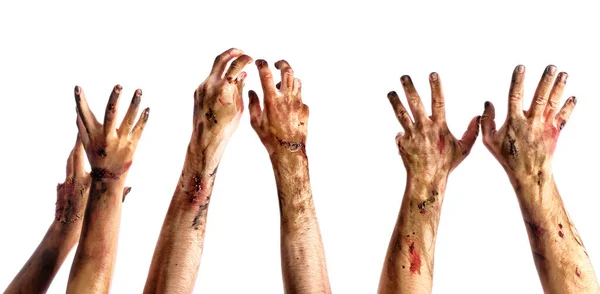 Hände Von Zombies Auf Weißem Hintergrund — Stockfoto