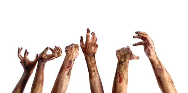 Händer Zombies Vit Bakgrund — Stockfoto