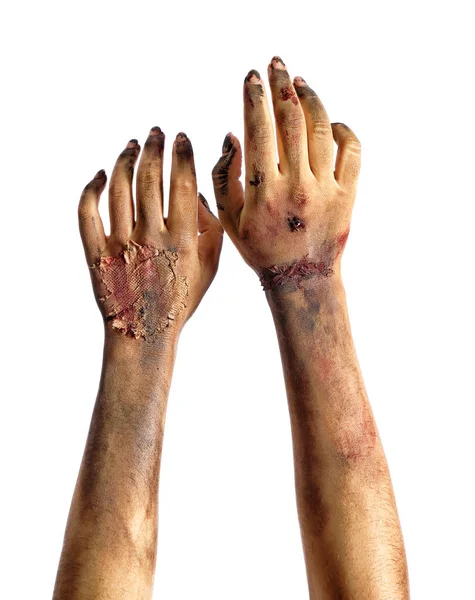 Mãos Zumbi Fundo Branco — Fotografia de Stock
