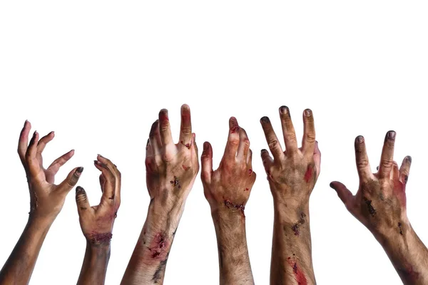 Beyaz Arka Planda Zombilerin Elleri — Stok fotoğraf