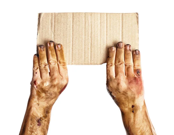 Hands Zombie Empty Paper Sheet White Background — Stock Photo, Image