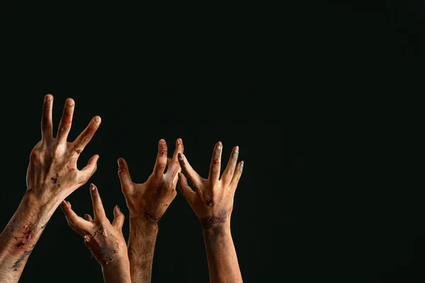 Mãos Zumbis Fundo Escuro — Fotografia de Stock