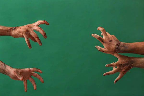 Mãos Zumbis Fundo Cor — Fotografia de Stock