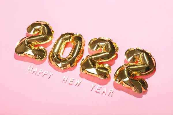Текст Happy New Year Повітряні Кулі Формі Фігури 2022 Кольоровому — стокове фото
