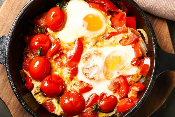 Frying Pan Tasty Shakshouka Table — Stock Photo, Image