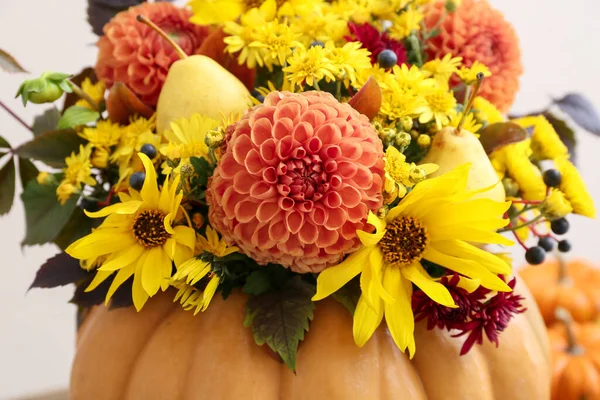 Beautiful Autumn Bouquet Pumpkin Closeup — Stock Photo, Image