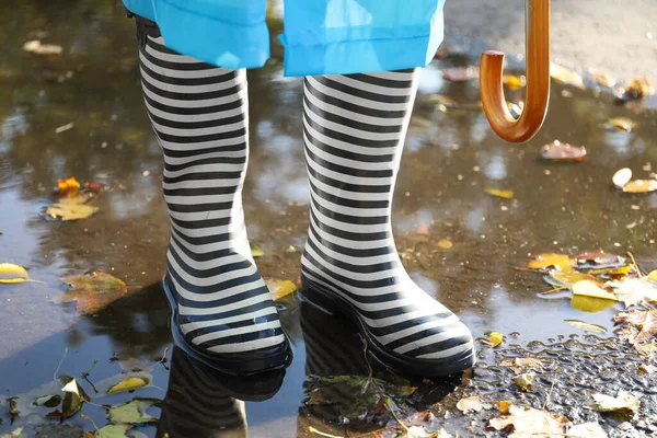 Young Woman Gumboots Outdoors Autumn Day — Stock Photo, Image