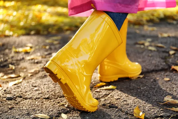 Young Woman Gumboots Outdoors Autumn Day — Stock Photo, Image