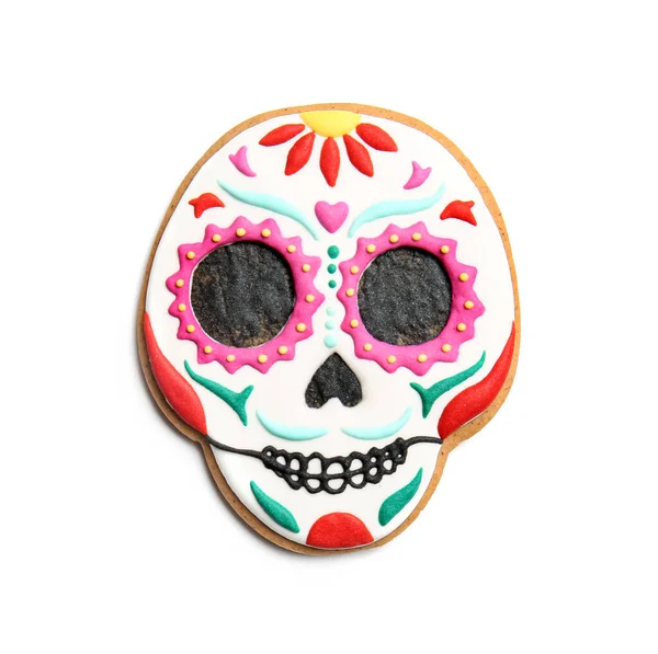 Skull Shaped Cookie Mexico Day Dead Dia Muertos White Background — Stock Photo, Image