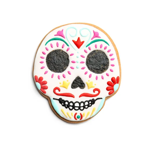 Skull Shaped Cookie Mexico Day Dead Dia Muertos White Background — Stock Photo, Image