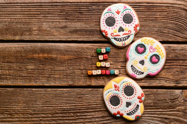 Skull Formade Kakor För Mexikos Dag För Döda Dia Muertos — Stockfoto