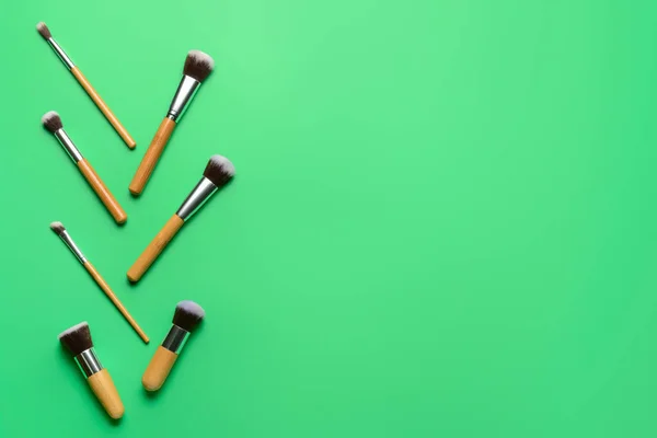 Set Professional Makeup Brushes Color Background — Stock Photo, Image