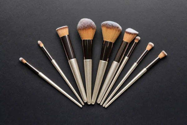 Set Professional Makeup Brushes Dark Background — Stock Photo, Image