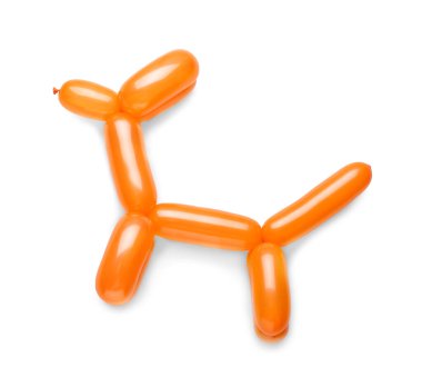 Beyaz arka planda balondan yapılmış köpek