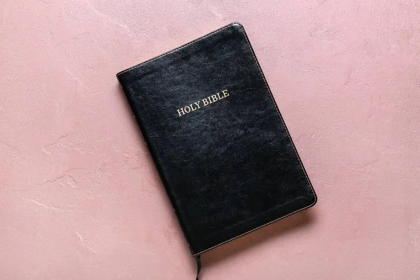 Bible Svatá Kniha Růžovém Pozadí — Stock fotografie