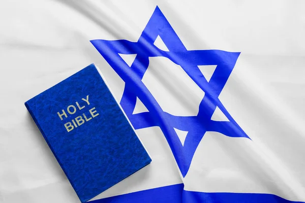 Bíblia Sagrada Azul Bandeira Israel — Fotografia de Stock