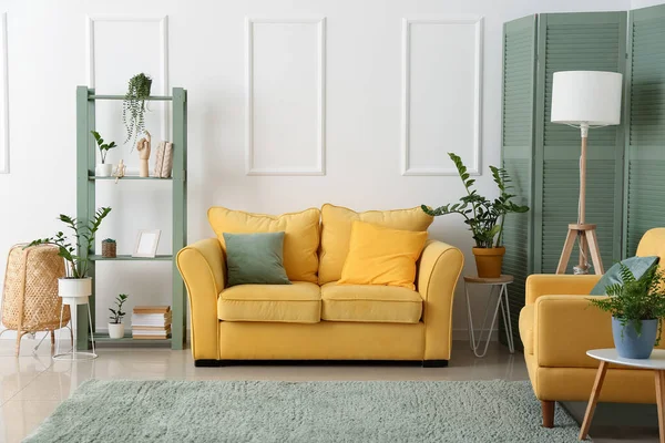 Interior Stylish Room Sofa Shelf Unit — Stock Photo, Image