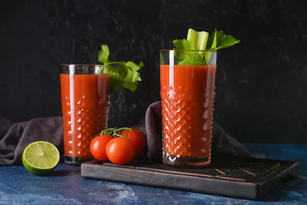 Glasses Bloody Mary Celery Tomatoes Table — Stock Photo, Image