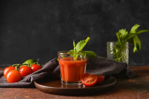 Glas Blutige Marmelade Mit Sellerie Und Tomaten Auf Dem Tisch — Stockfoto