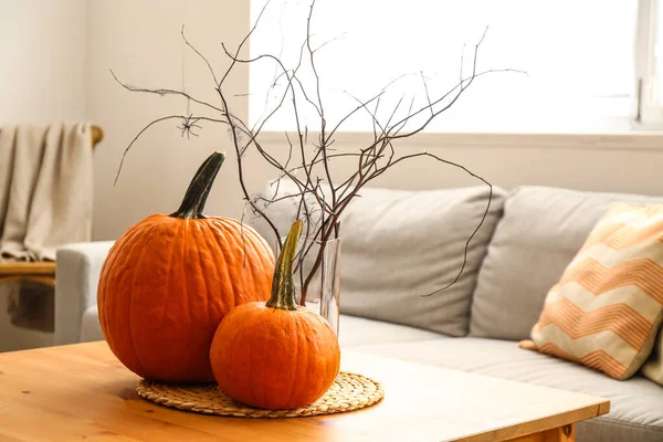 Pumpkins Halloween Celebration Table Room — Stock Photo, Image