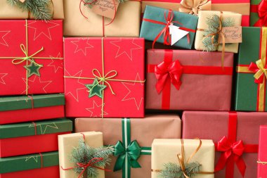 Arkaplan olarak farklı Noel hediyeleri