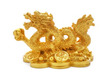 Beyaz arka planda Çin ejderhası figürü