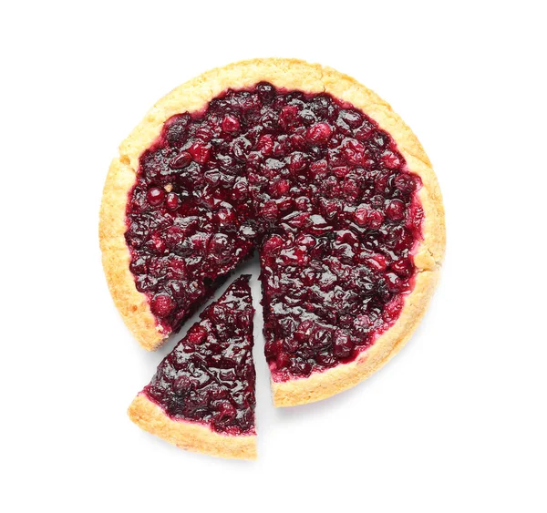 Delicious Homemade Lingonberry Pie White Background — Stock Photo, Image