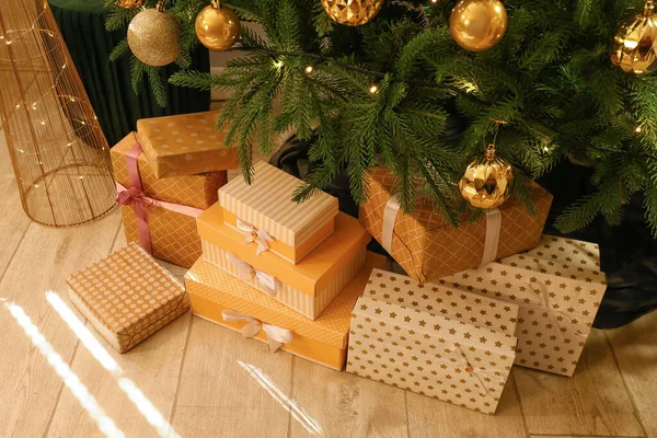 Christmas Tree Gifts Room — Stock Photo, Image